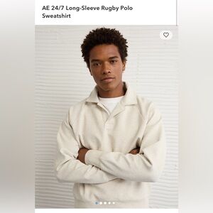 American Eagle Outfitters Cream Long-Sleeve Polo Sweater